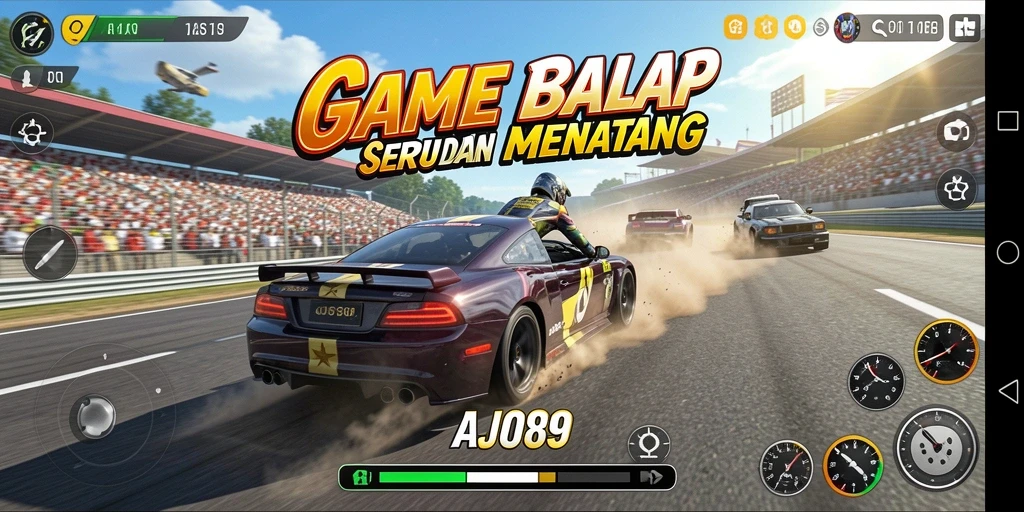 Tampilan gameplay AJO89 dengan balapan mendebarkan.