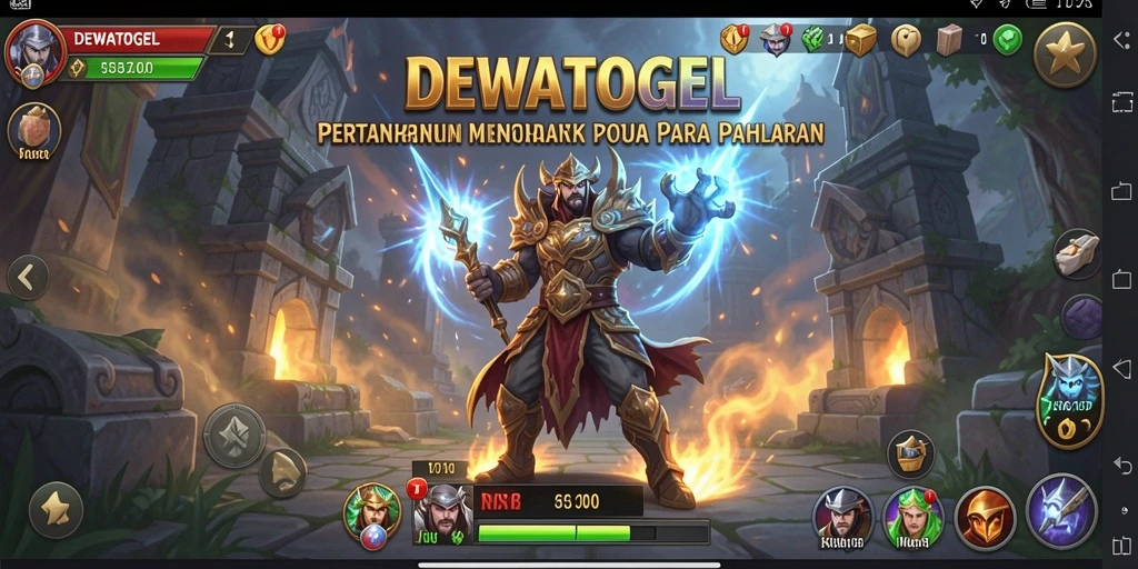 Screenshot gameplay DEWATOGEL dengan menara dan berbagai musuh.