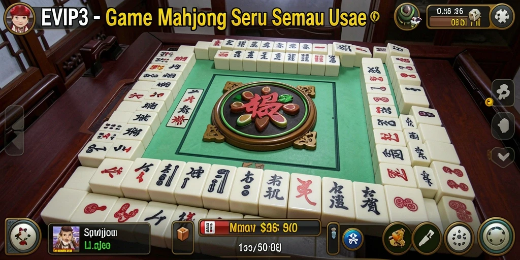 Tangkapan layar utama EVIP3 menampilkan permainan Mahjong yang seru dan interaktif.