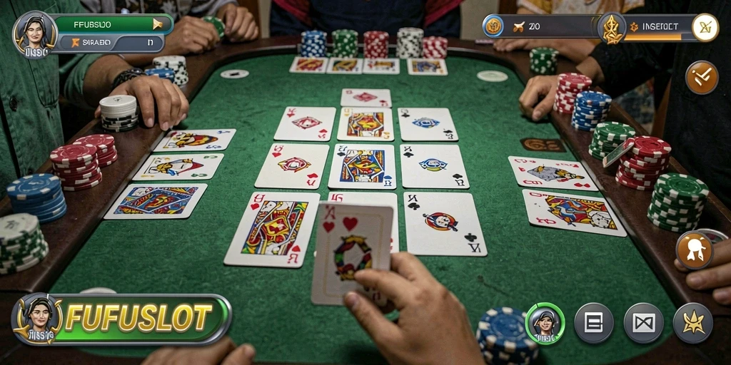 Tampilan screenshot FUFUSLOT dengan gameplay Gaple yang seru.