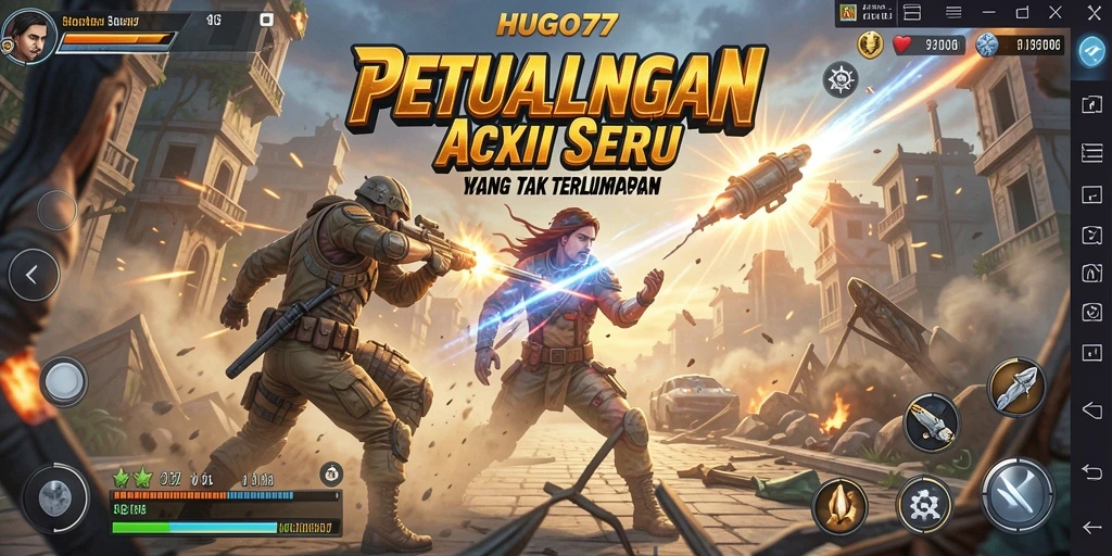 Tampilan gameplay seru dan menegangkan di HUGO77.