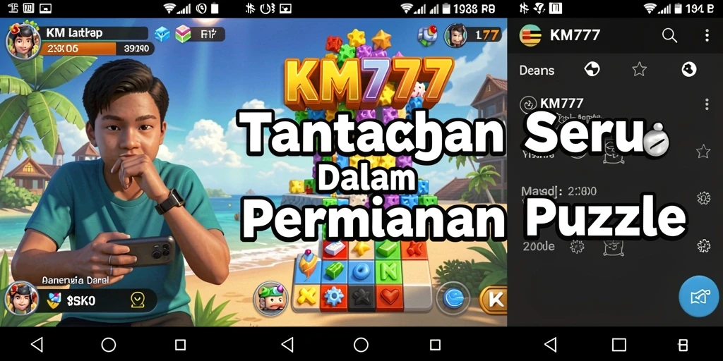 Screenshot utama KM777 menampilkan gameplay seru dengan teka-teki yang menantang.