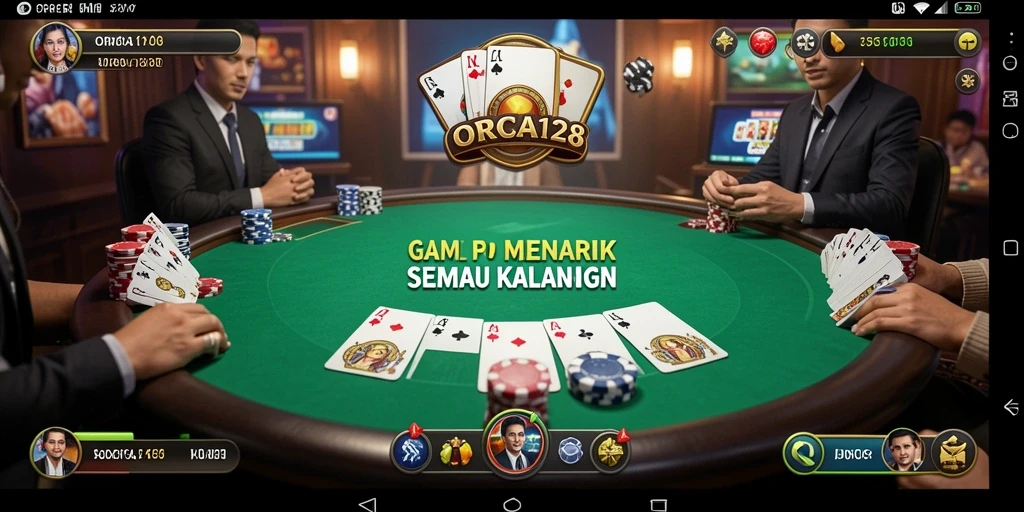 Tampilan utama gameplay <strong>ORCA128</strong> yang menarik dalam permainan poker.