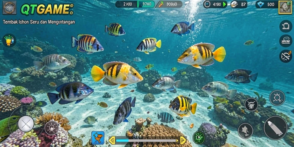 Tampilan gameplay seru Tembak Ikan di QTGAME.