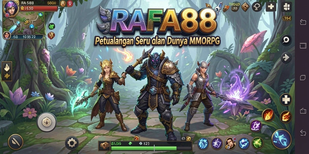 Screenshot gameplay RAFA88 yang menampilkan pertarungan epik di dunia MMORPG.