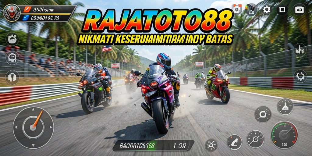 Screenshot menampilkan aksi balap motor yang mendebarkan.