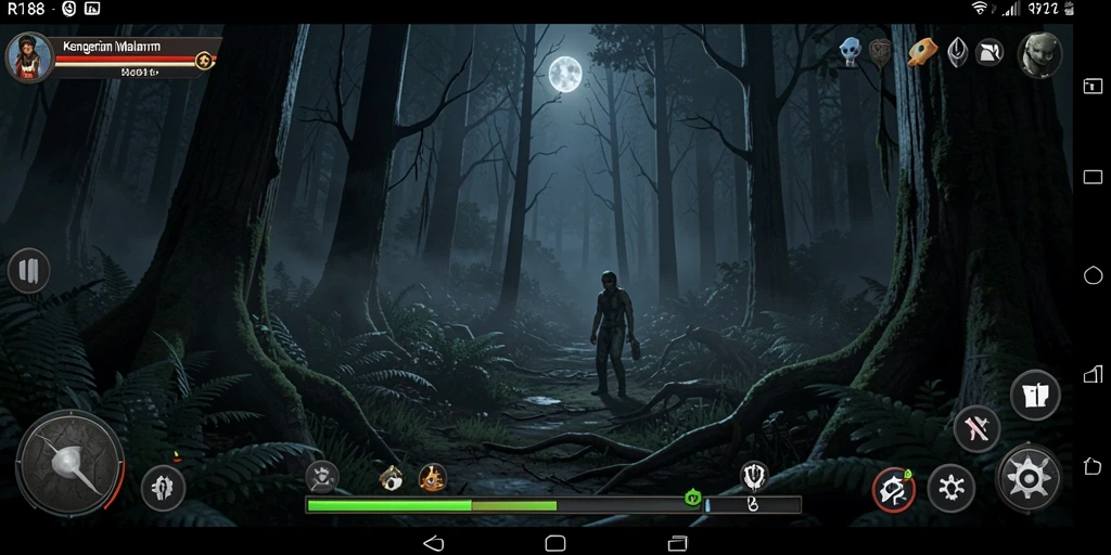Gameplay menyeramkan di hutan yang angker dan gelap.