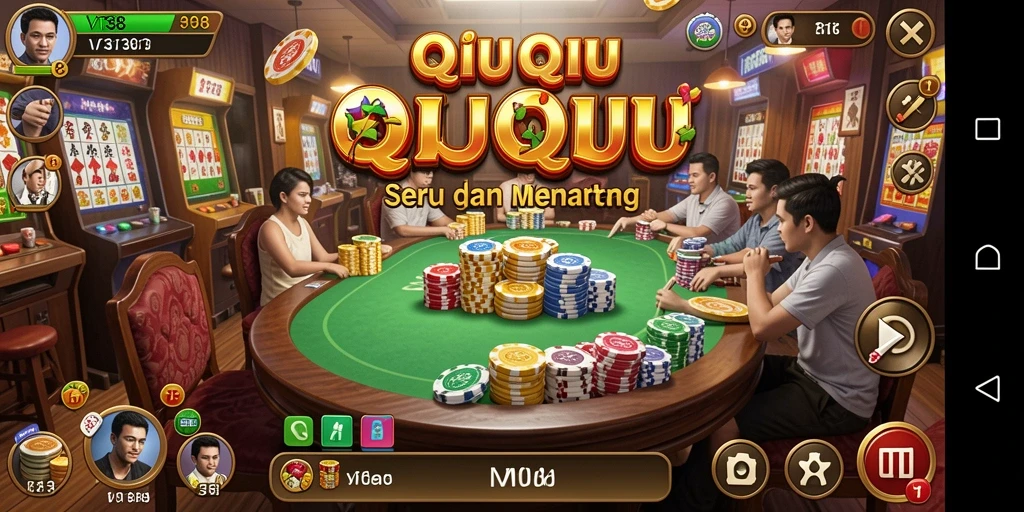 Screenshot gameplay VT38 menampilkan suasana permainan QiuQiu yang seru.